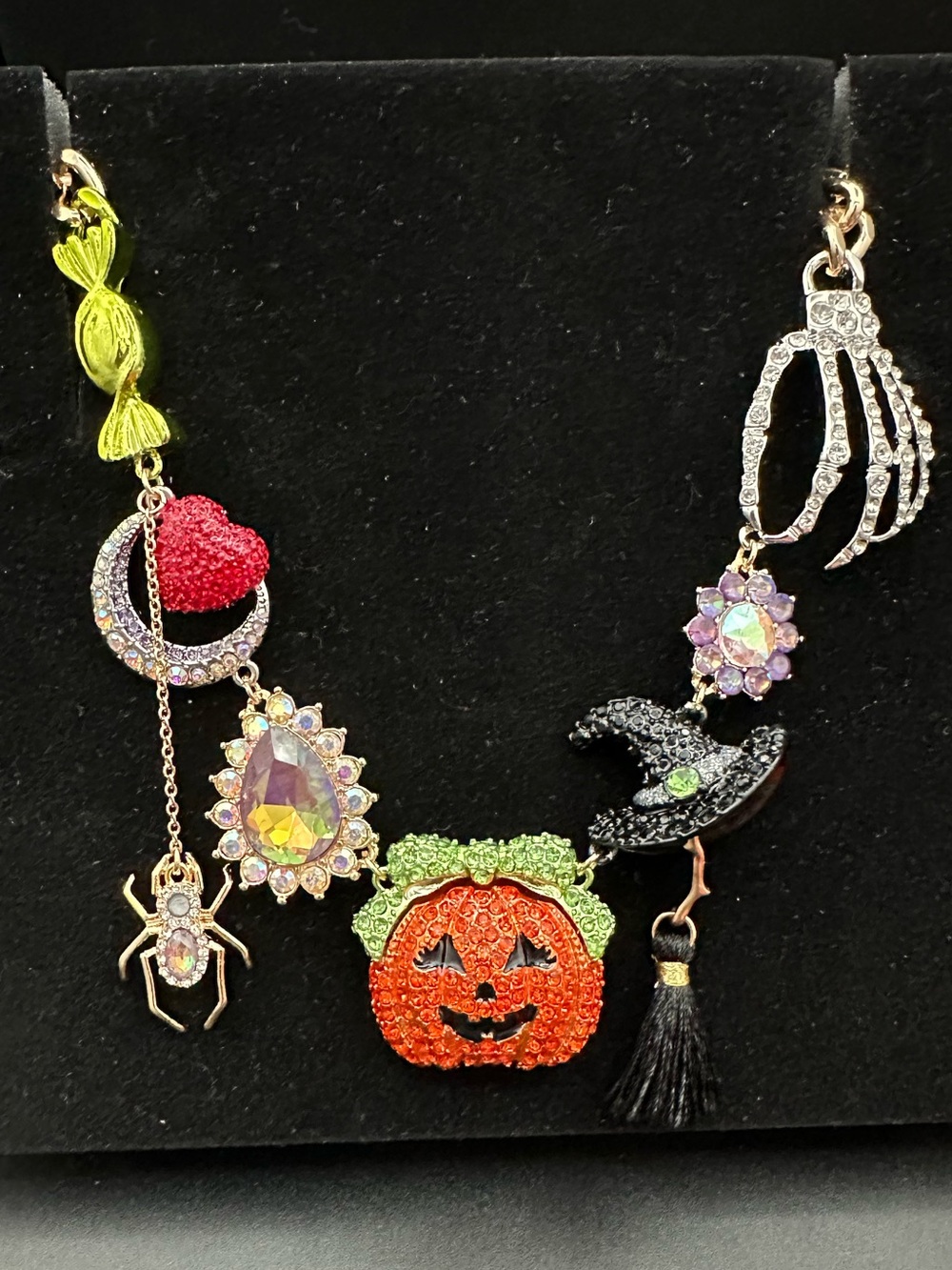 Betsey Johnson Halloween Charm Rhinestone Necklace & Matching Bracelet - Picture 2 of 11
